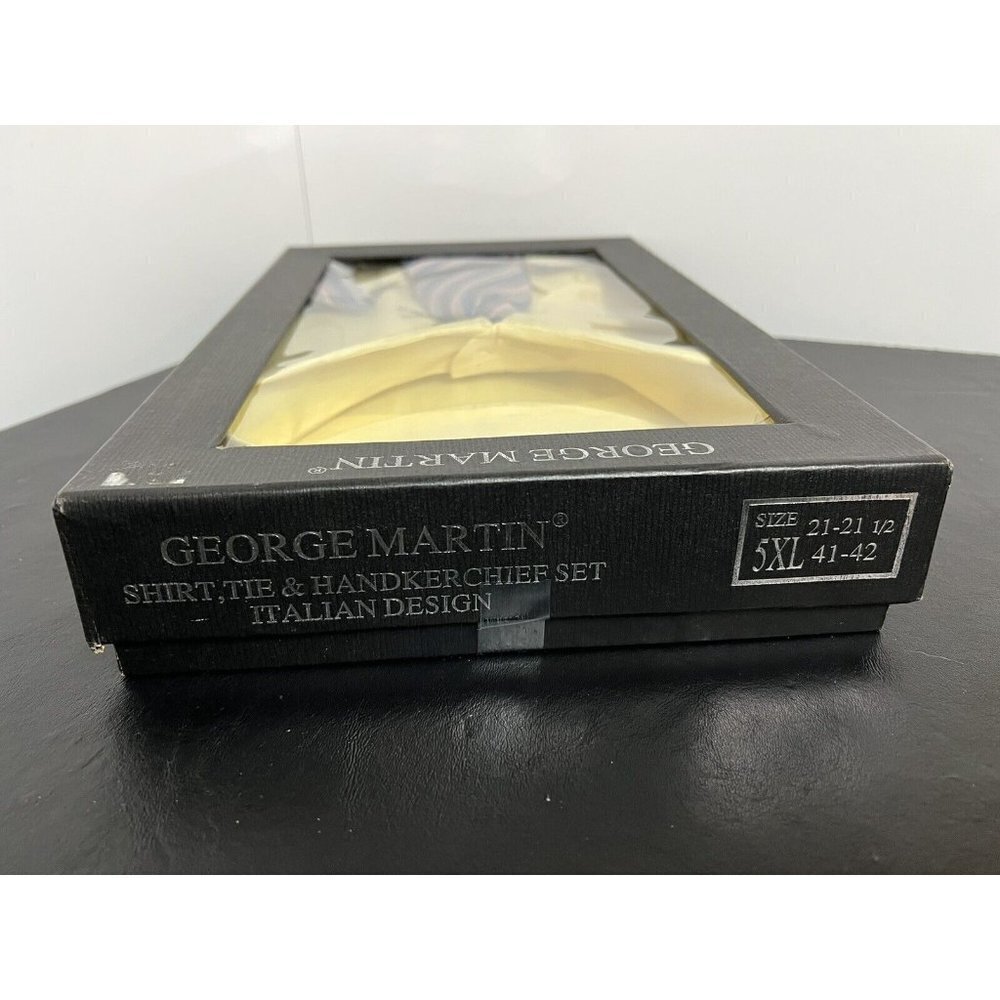 George Martin Shirt, Tie & Handkerchief Set Yellow Size 5XL 21-21.5, 41-42 - Picture 2 of 6